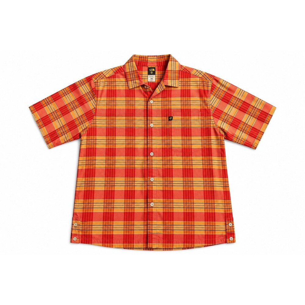 Vintage The North Face A5 Series Plaid Short Sleeve Shirt Men’s M Orange